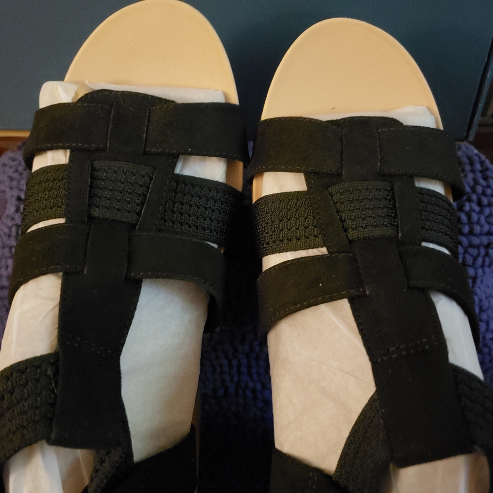 BNWT - NIB DR. SCHOLL'S BLOSSOM black / tan platform (9) - Picture 7 of 10